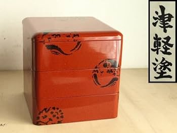 Amazon.co.jp: 津軽 七々子塗3段重箱 お重 ななこ塗 青森 津軽